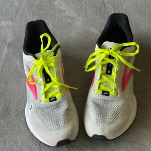Brooks Launch 9 Mens Running Shoes White Neon Yellow Pink Speed Neutral Trainer